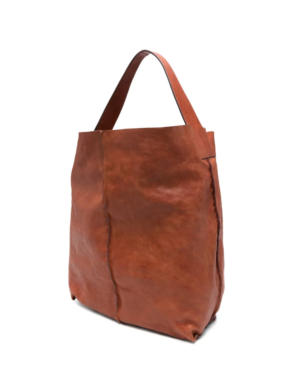 Sommet Sahara siena leather bucket bag in vegetable tanned leather with artisanal waxed finish, handcrafted in Italy.