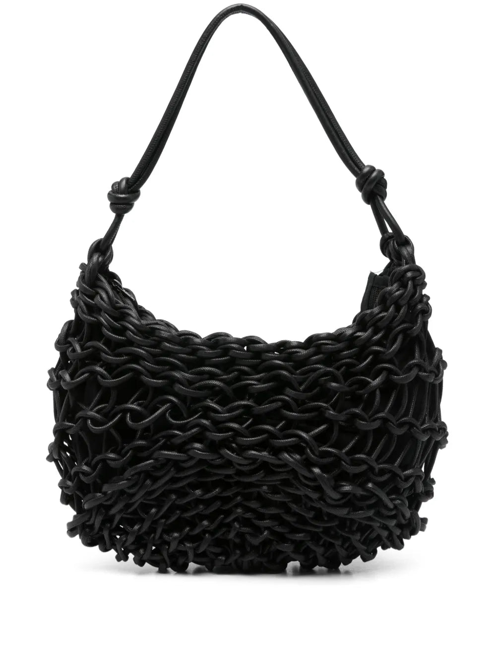 Alienina Aurora handmade cotton rope and leather bag with zipper closure and inside pocket, made in Italy