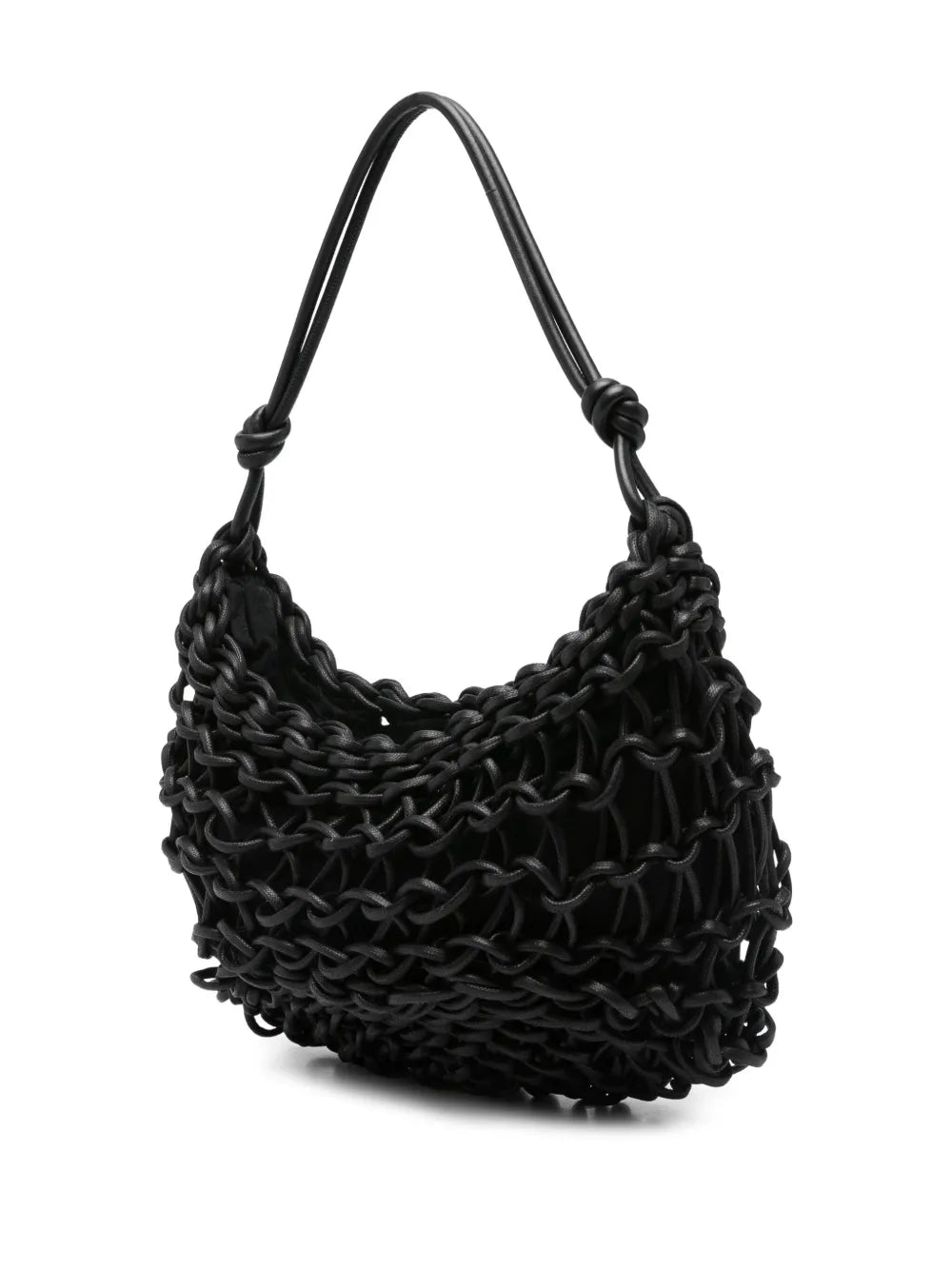 Alienina Aurora handmade cotton rope and leather bag with zipper closure and inside pocket, made in Italy