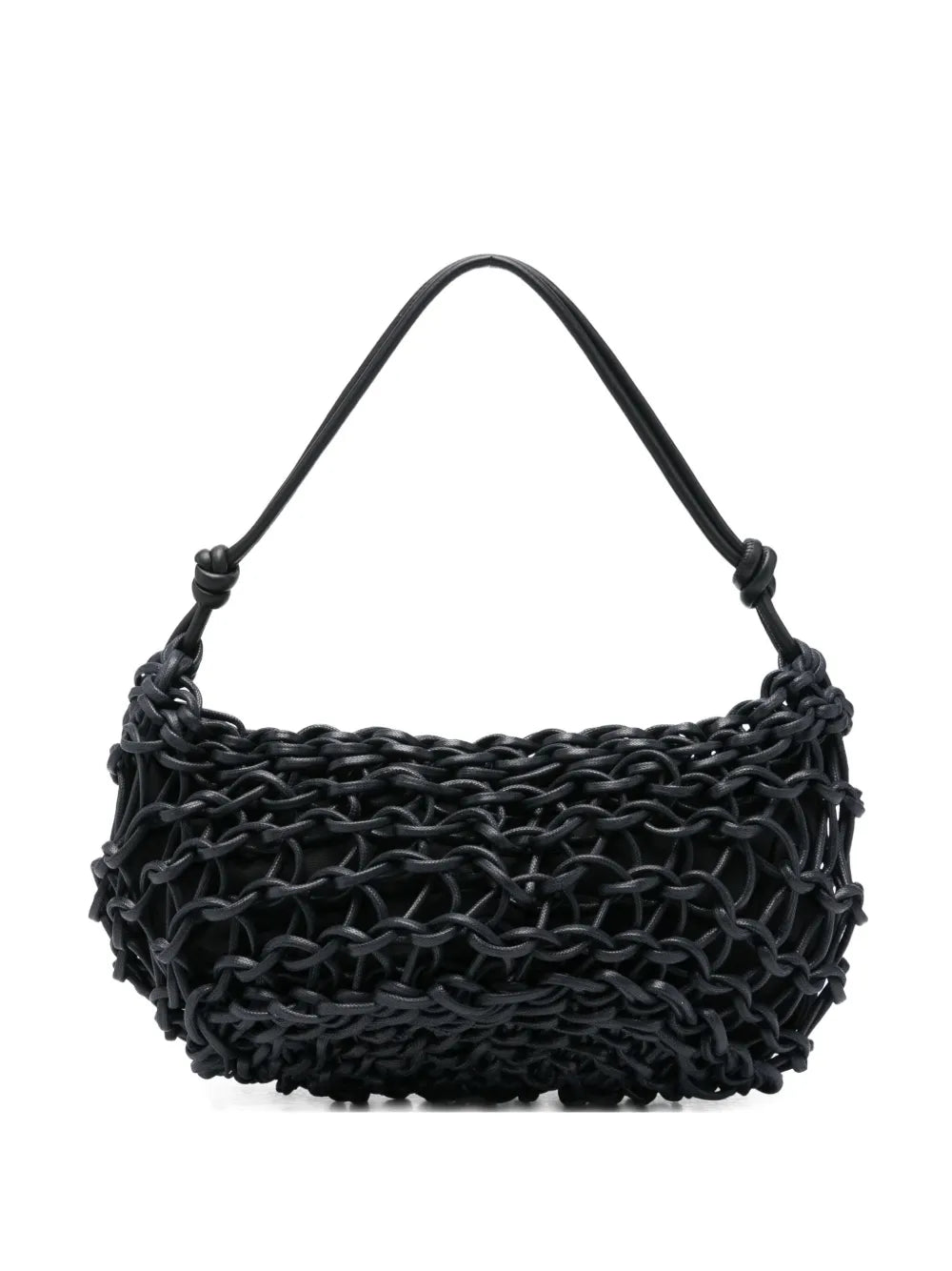 Alienina Aurora navy blue handmade cotton rope and leather bag with zipper closure, made in Italy