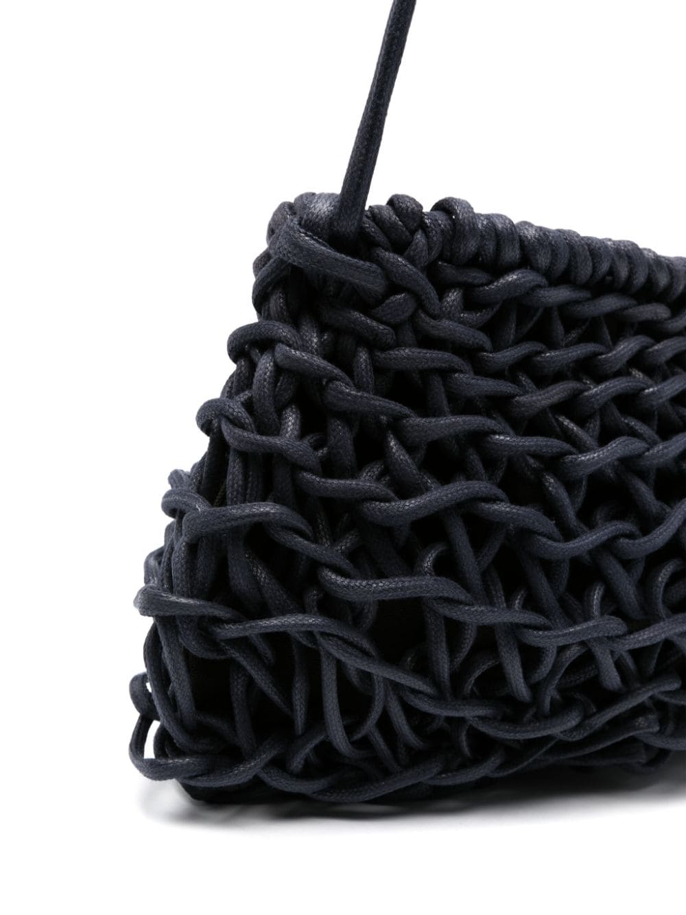navy designer woven shoulder bag worn look handmade Italian cotton rope bag
