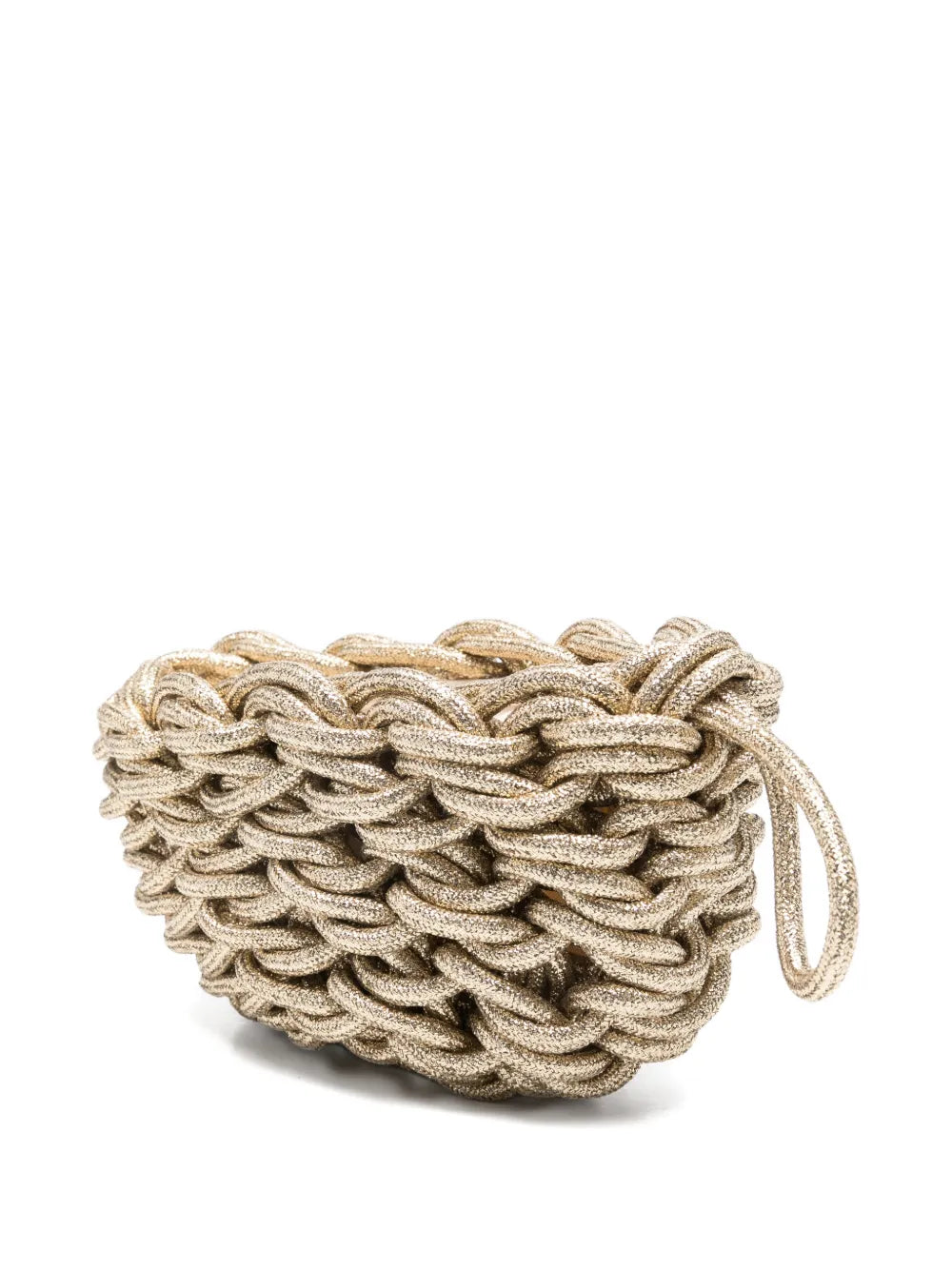 Alienina Lina champagne lurex woven clutch, handmade Italian evening bag with soft metallic shine for weddings and special occasions