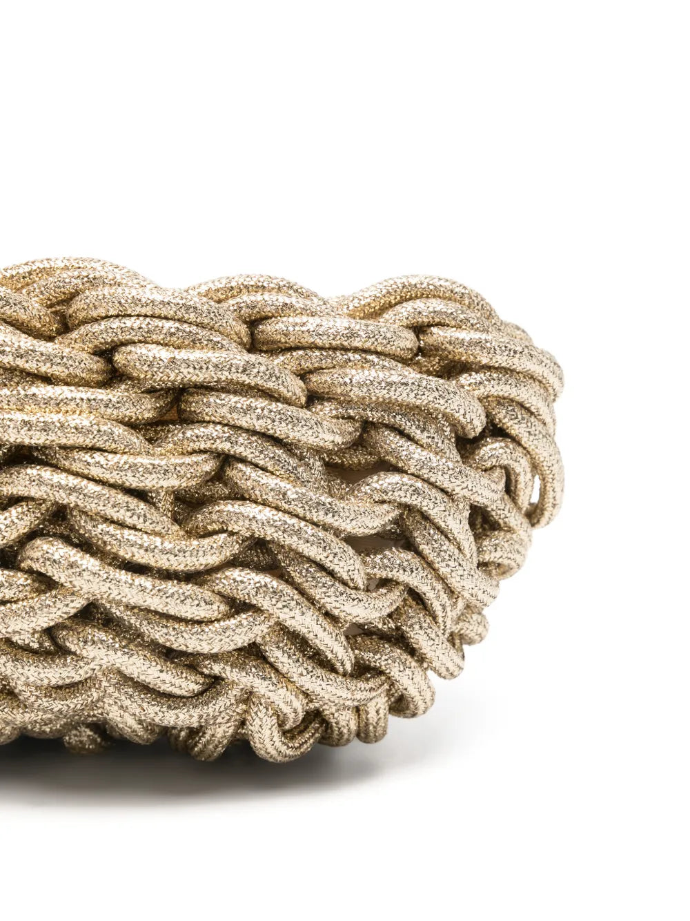 Alienina Lina champagne lurex woven clutch, handmade Italian evening bag with soft metallic shine for weddings and special occasions