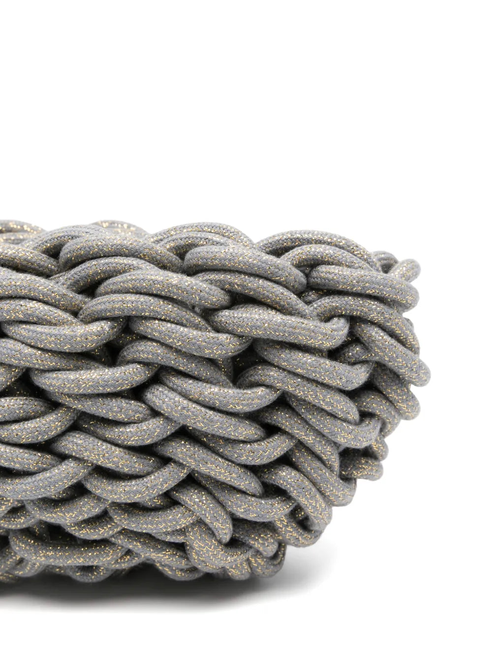 Alienina Lina grey and gold lurex jewel clutch handmade in Italy, elegant woven evening bag for weddings and special occasions