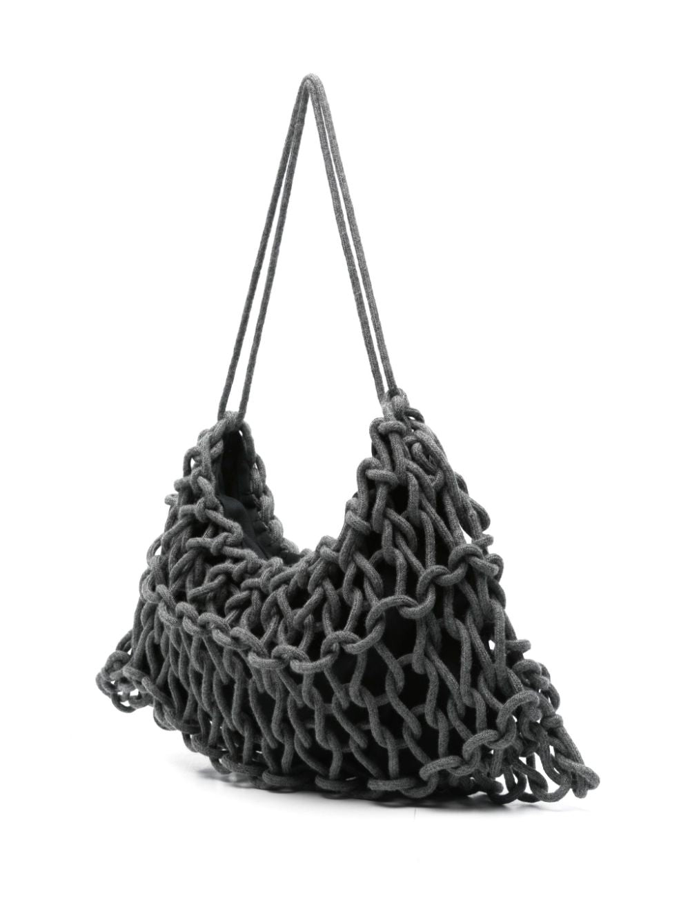 handmade Italian woven bag recycled cashmere rope Alienina Nadia grey designer bag

