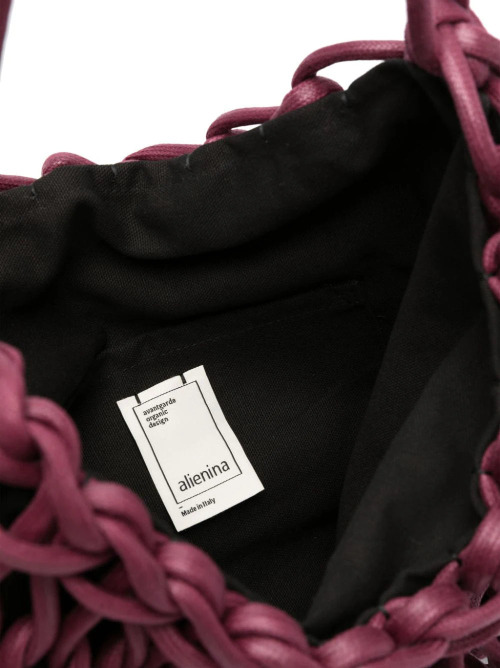 handmade Italian woven bag recycled cotton rope Alienina Nadia plum designer bag
