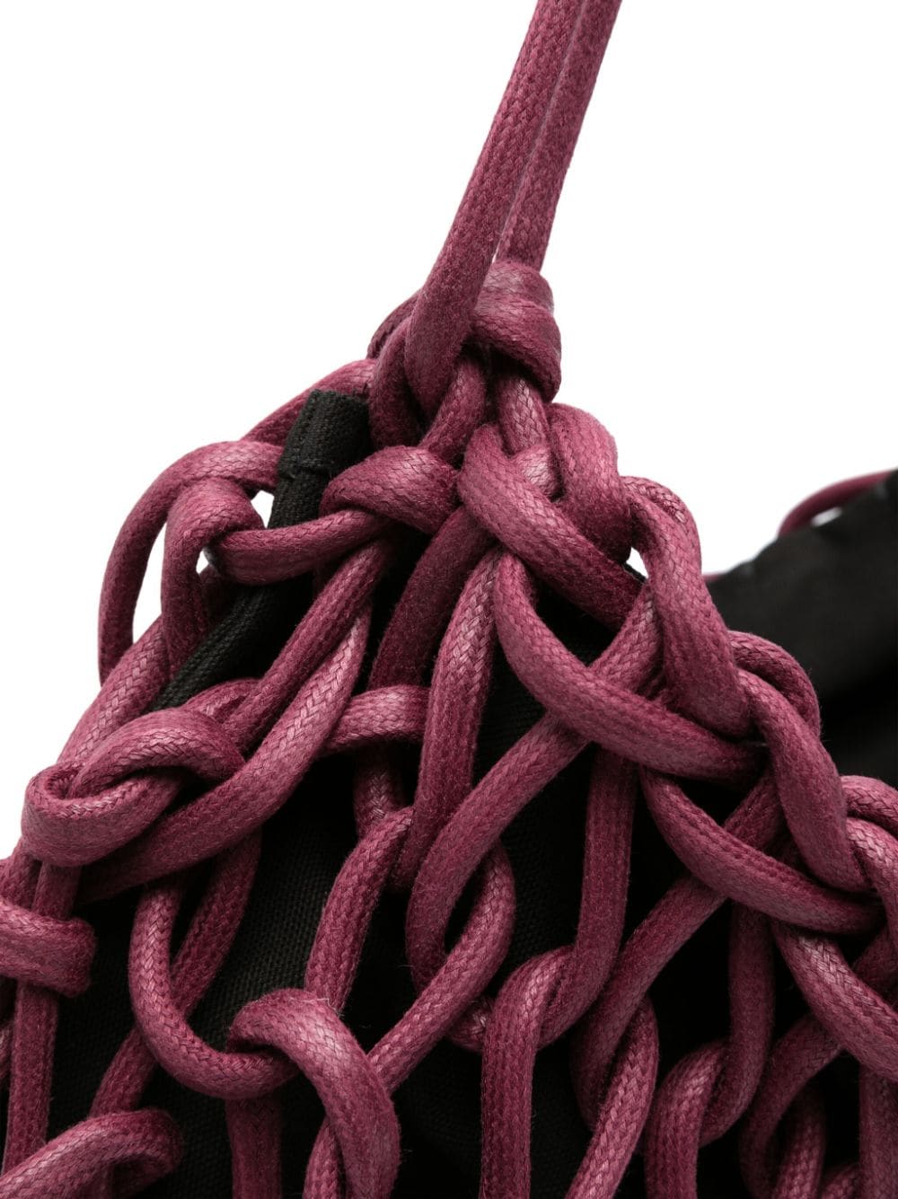 detail woven cotton rope bag plum handmade Italian designer bag texture Alienina Nadia
