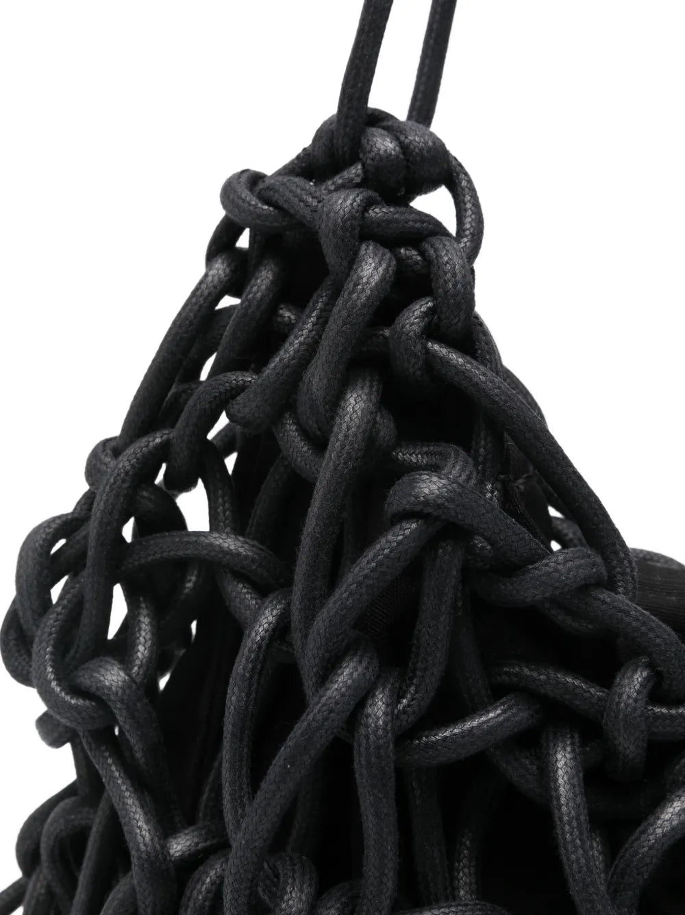 detail woven cotton rope bag black handmade Italian designer bag texture Alienina Petra
