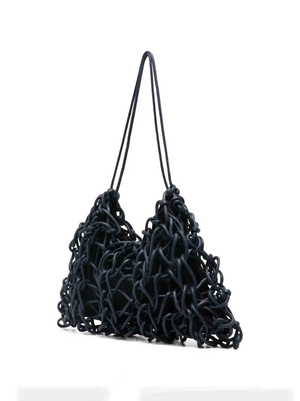 Alienina Petra woven cotton rope bag in navy with magnetic closure