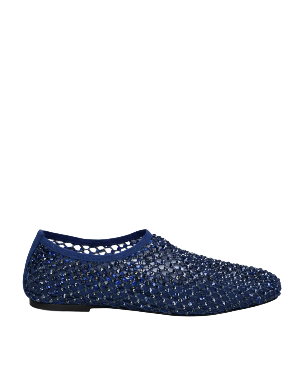 Ocean blue rhinestone mesh ballet flats with leather sole – Bijoux model