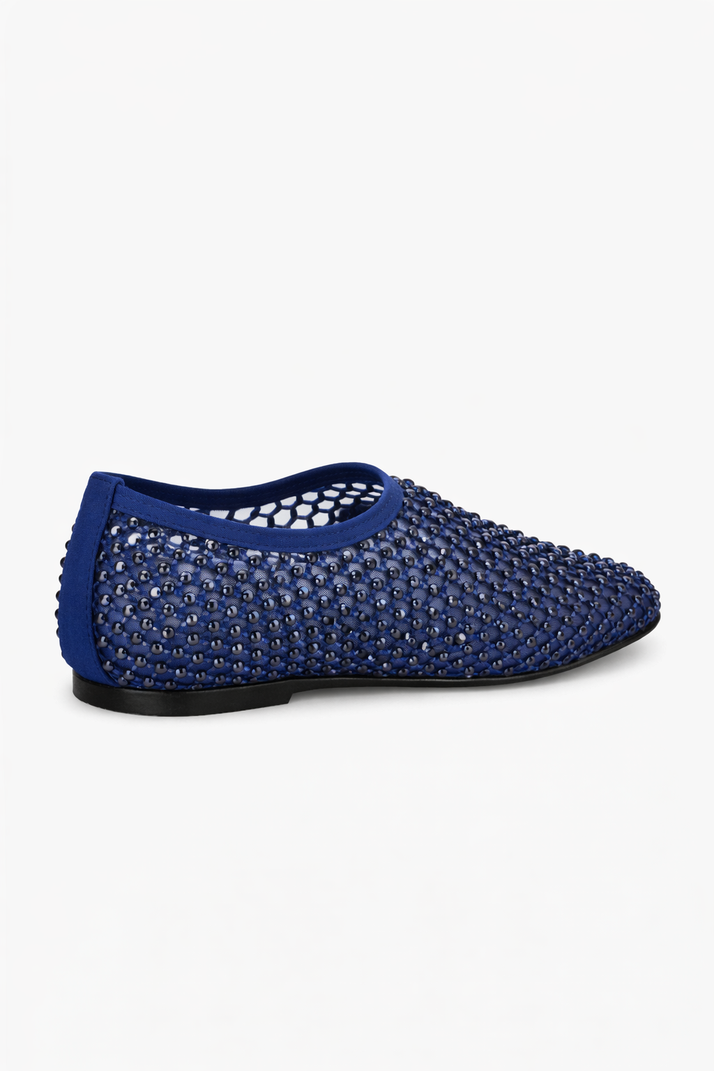 Ocean blue rhinestone mesh ballet flats with leather sole – Bijoux model
