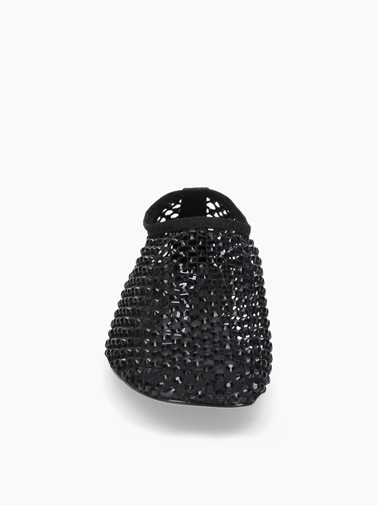 Black ballerina flats with rhinestones and ankle strap, elegant women’s flat shoes. Strategia Shoes