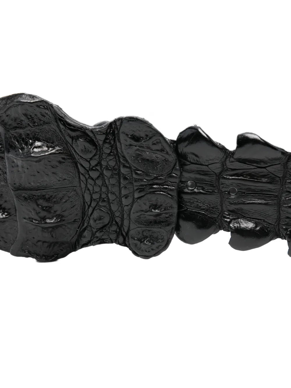 Cinturón COCOXL Negro, elaborado en piel auténtica de cocodrilo con relieve natural en acabado negro.