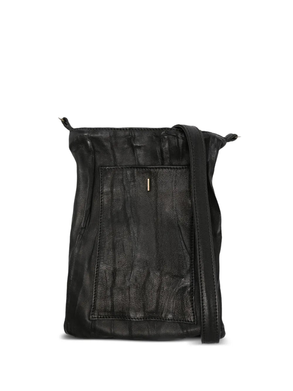 Bolso bandolera Mialuis Rina en piel Lome negra, hecho a mano en Italia