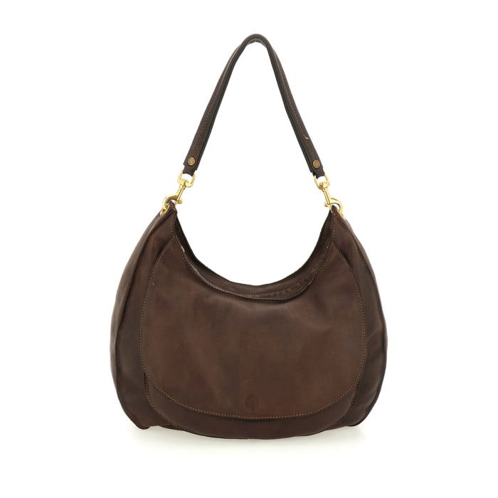 Ludovica M Moro large calfskin shoulder bag by Caterina Lucchi, front view on white background
