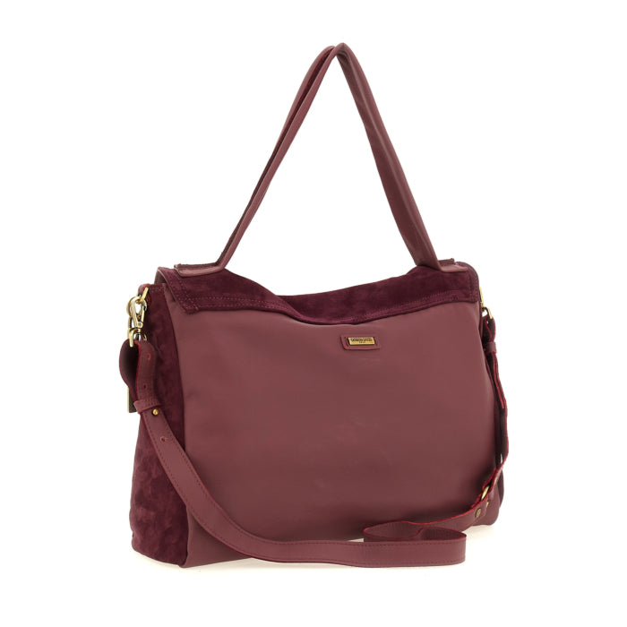 Bolso Caterina Lucchi Shoulder Bag Large Maria en color prugna, piel italiana artesanal