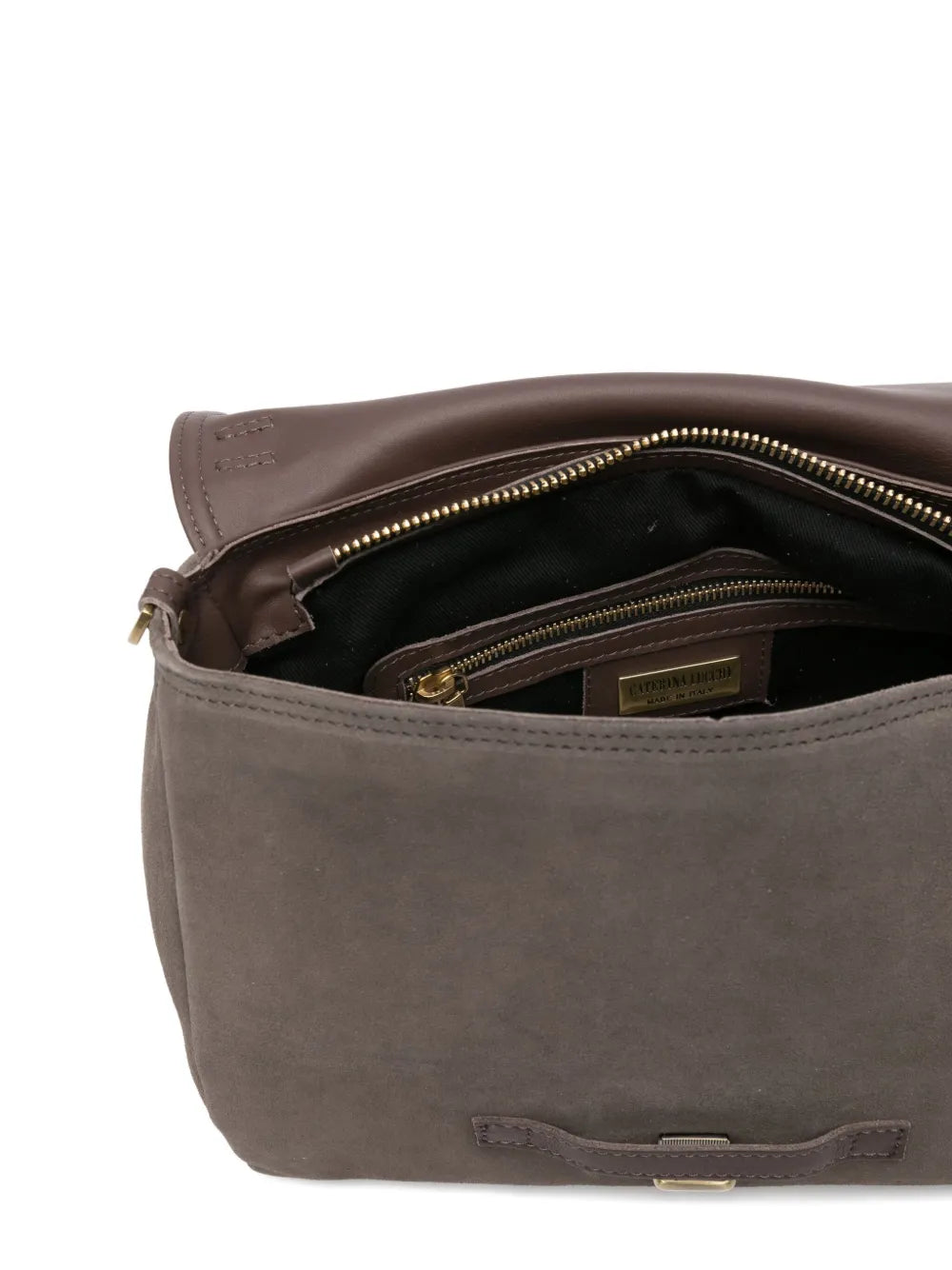 Handmade Italian Shoulder Bag Medium Maria in dyed brown with single handle