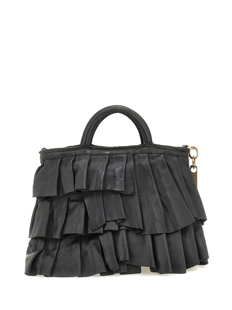 Caterina Lucchi Italian artisan black leather Small Adele bag with short handles and crossbody option