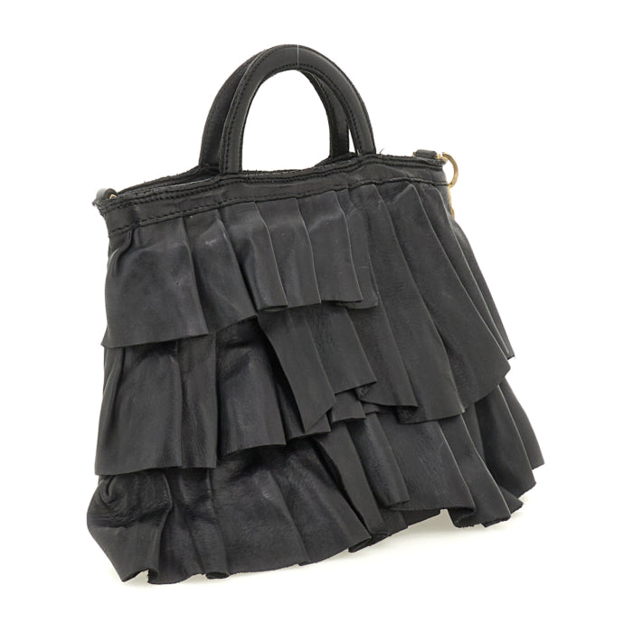 Caterina Lucchi Italian artisan black leather Small Adele bag with short handles and crossbody option