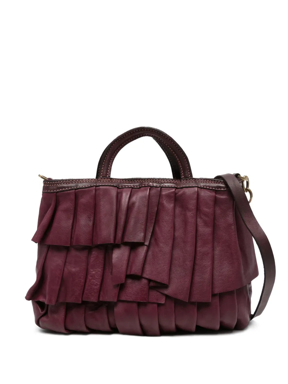 Caterina Lucchi Small Adele bag in prune leather with crossbody strap Made in Italy