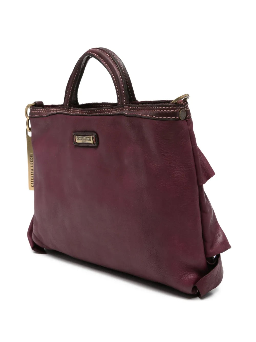 Caterina Lucchi Small Adele bag in prune leather with crossbody strap Made in Italy