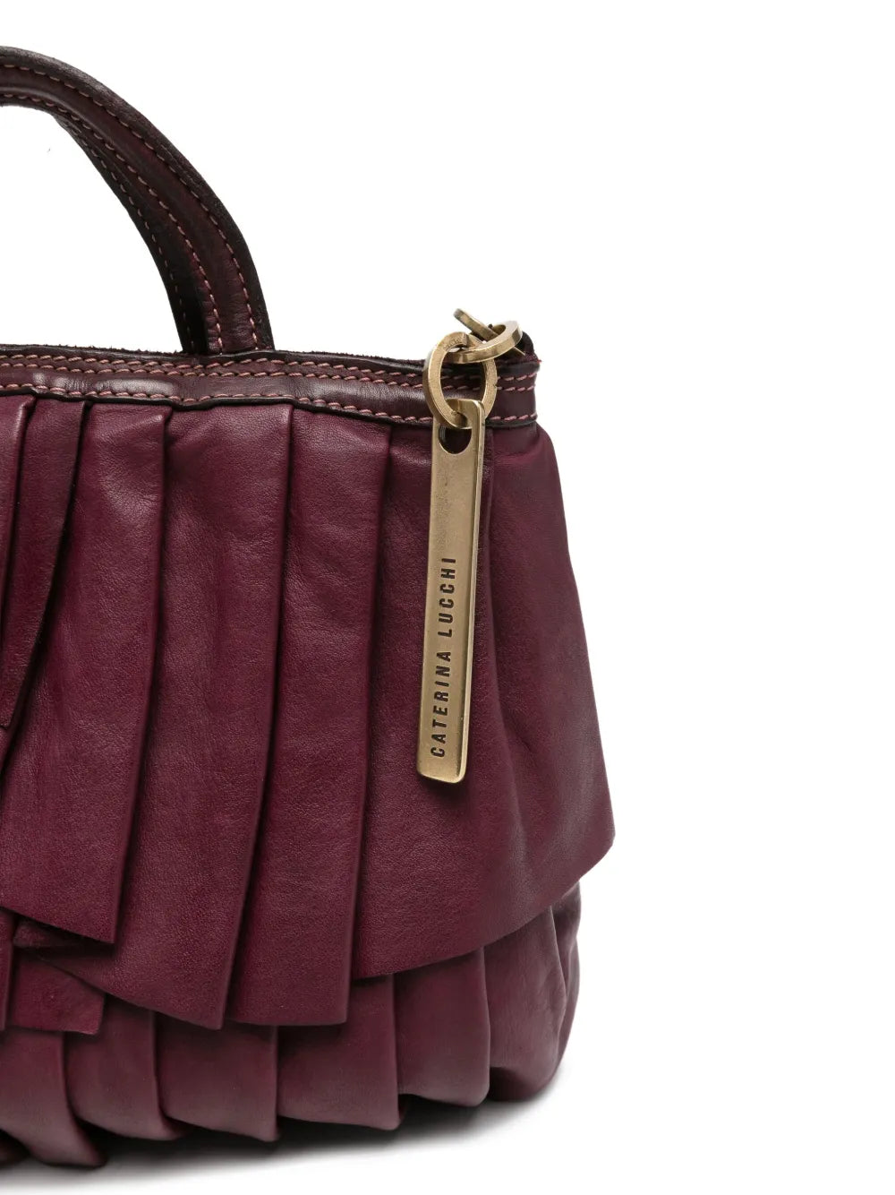 Caterina Lucchi Small Adele bag in prune leather with crossbody strap Made in Italy