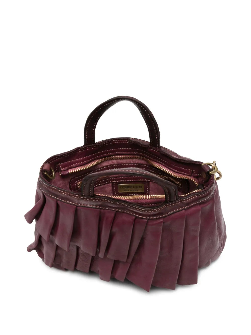 Caterina Lucchi Small Adele bag in prune leather with crossbody strap Made in Italy