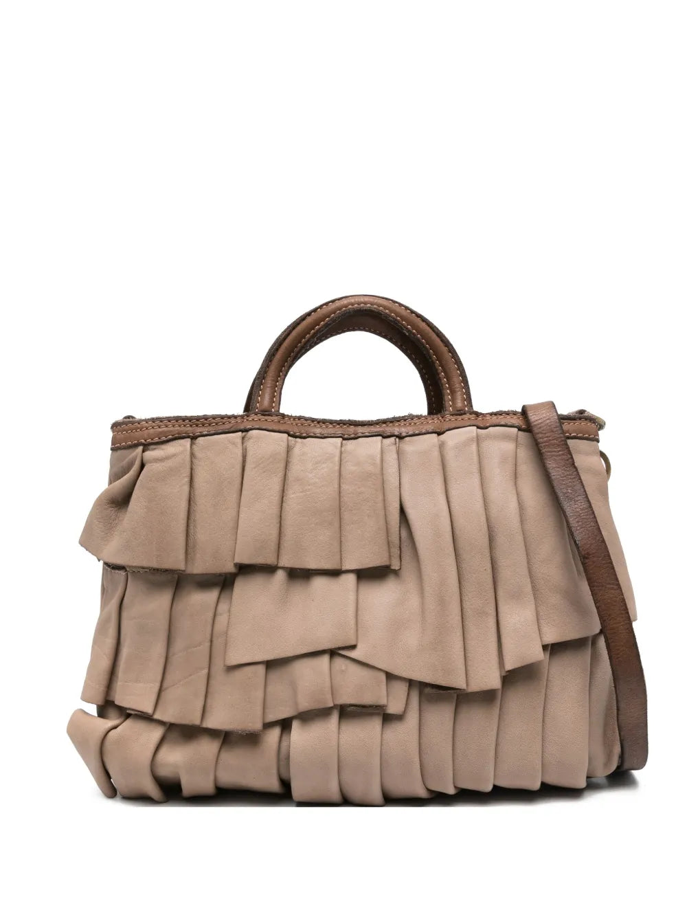 Caterina Lucchi Small Adele bag in taupe leather with crossbody strap Made in Italy