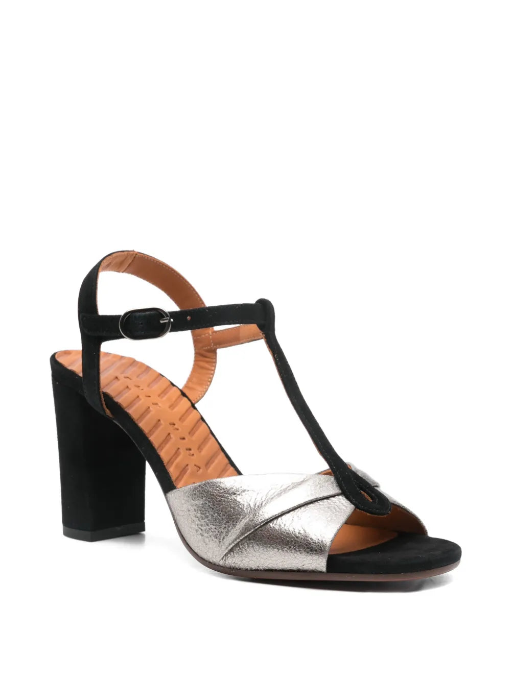 Chie Mihara Biagio iron metallic sandal with black suede