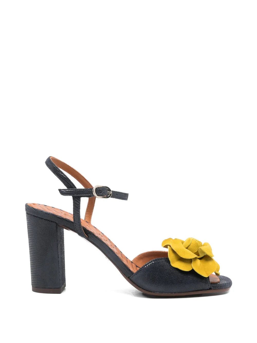 Chie Mihara Biuty navy sandal with yellow flower