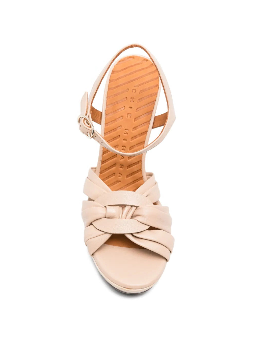 Chie Mihara Cabeit beige leather braided strap platform sandal, leather sole with non-slip rubber pad, known for exceptional comfort and fit, handmade in Spain