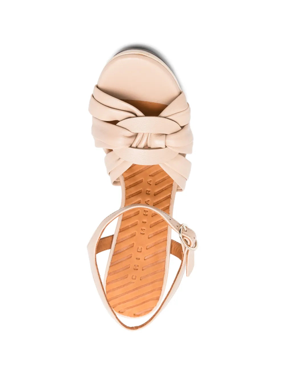 Chie Mihara Cabeit beige leather platform sandal top view
