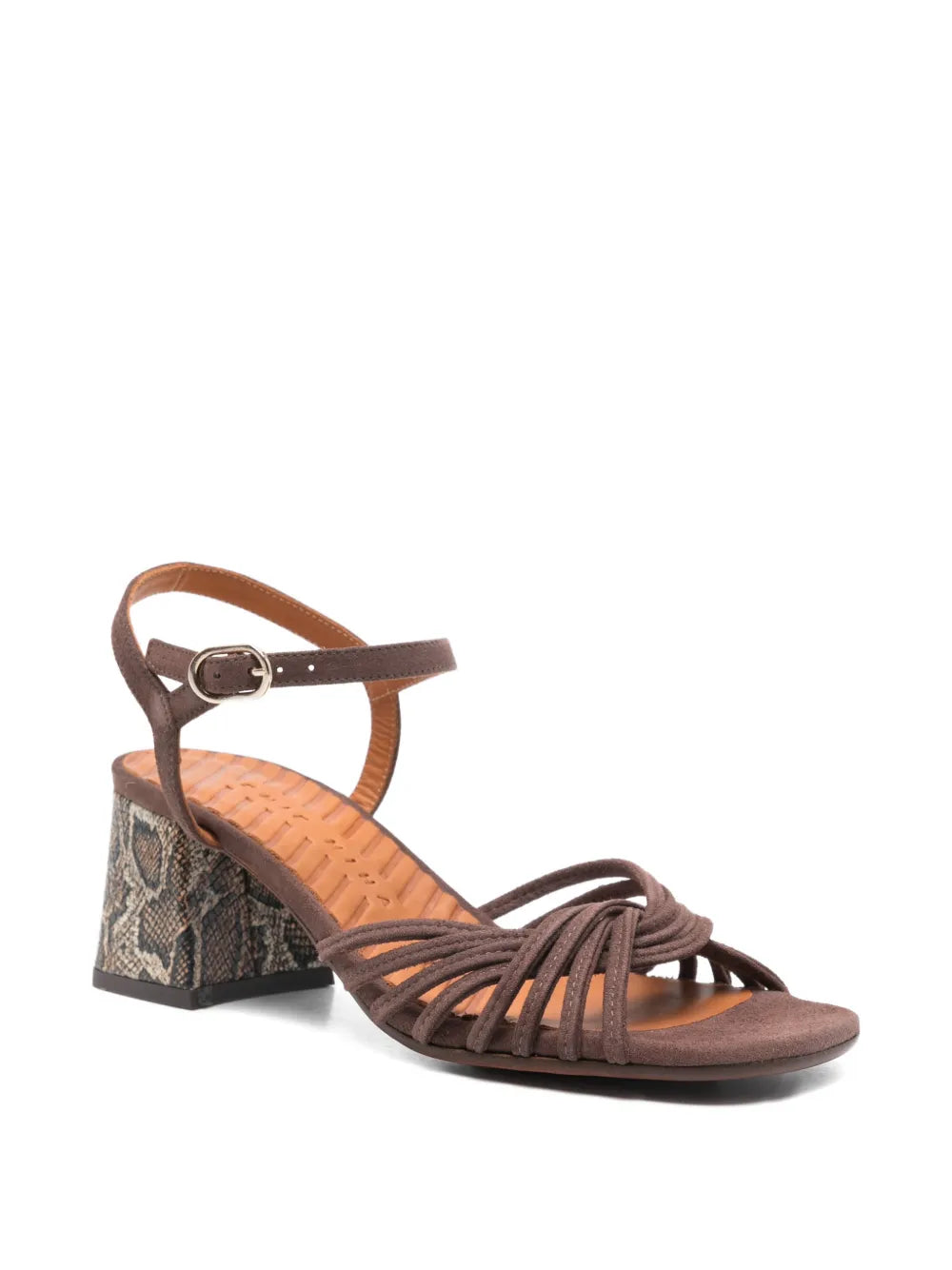 Chie Mihara Leske mousse suede sandal with snake print heel 4.5cm designer shoe made in Spain