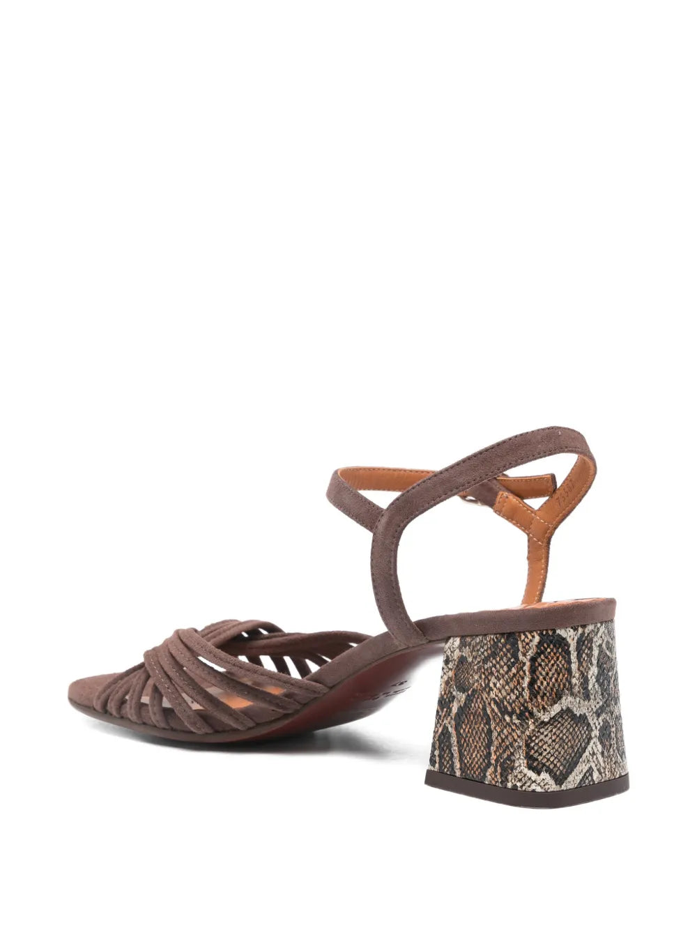 Chie Mihara Leske mousse suede sandal with snake print heel 4.5cm designer shoe made in Spain