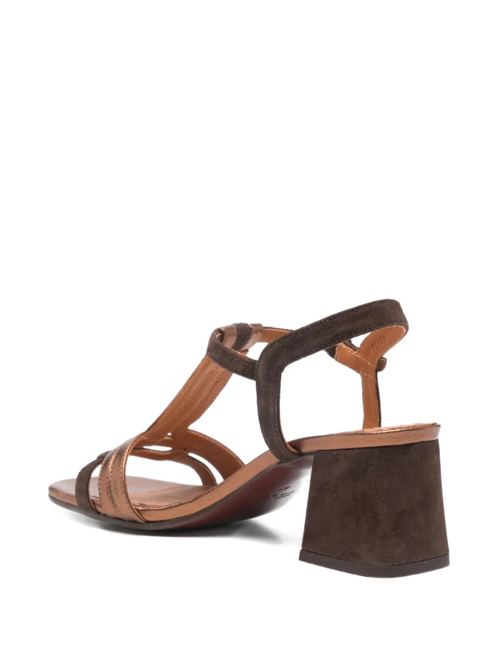 Chie Mihara Liluce brown suede and copper leather sandal 4.5cm heel elegant designer shoe made in Spain