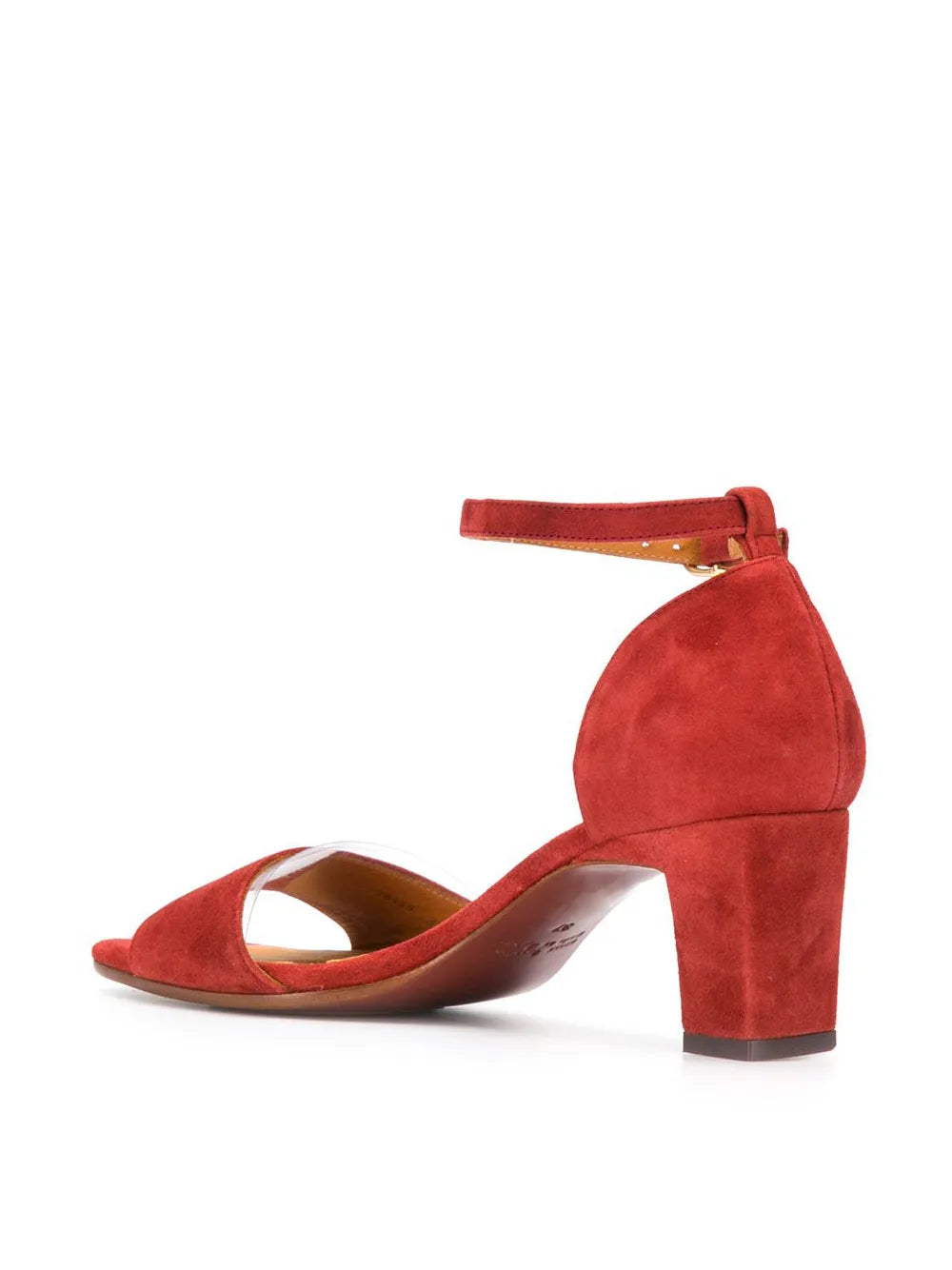 Chie Mihara Lusaka statement shoes women, terracotta suede ankle strap sandal with unique mid block heel, boutique designer footwear European designer shoes luxury everyday shoes


