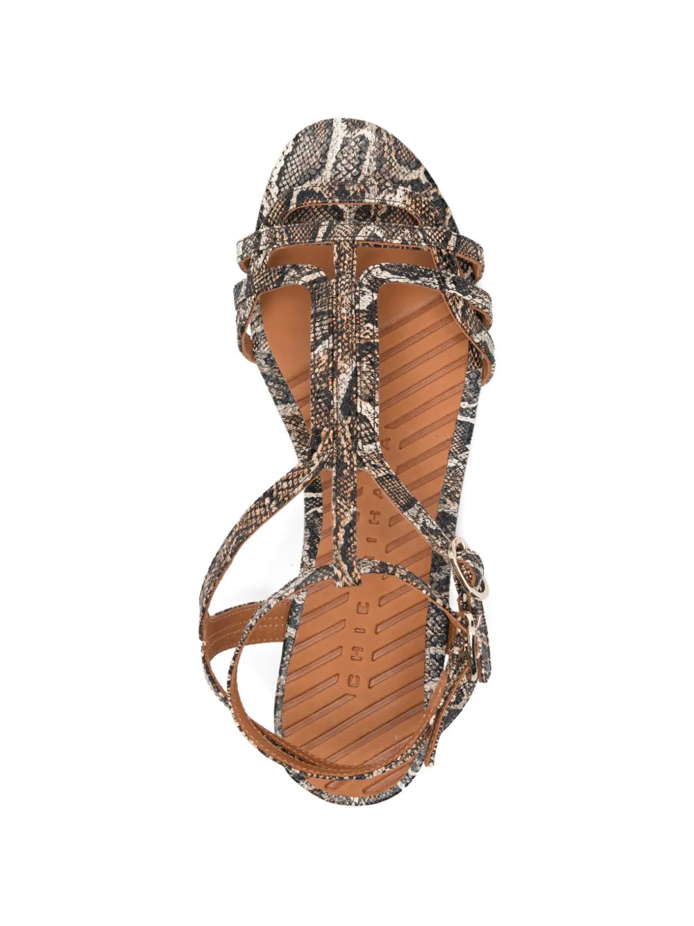 Chie Mihara Yael snake-effect leather flat strappy sandal handmade in Spain