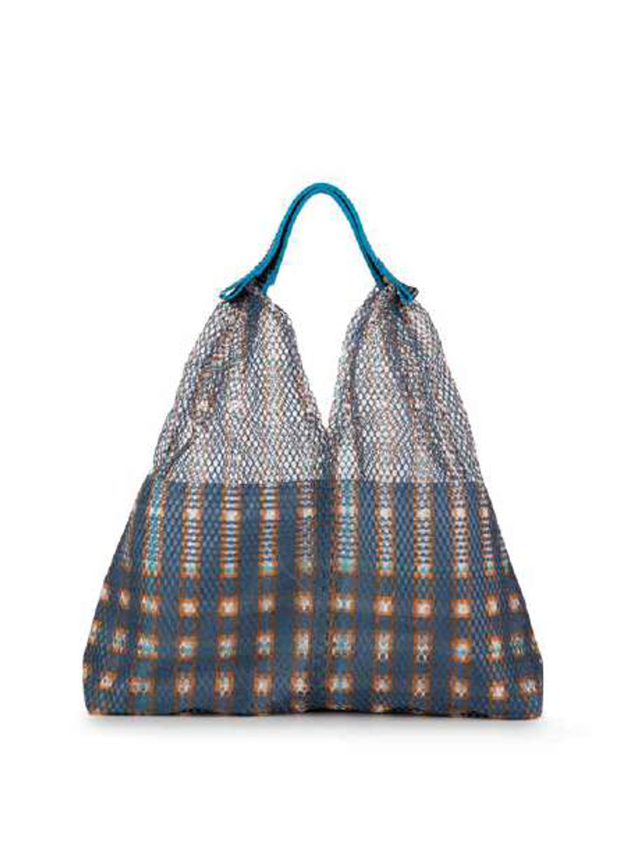 Epice Paris Elziver S 2606-D blue mesh shopper bag with removable pouch 38x38 cm