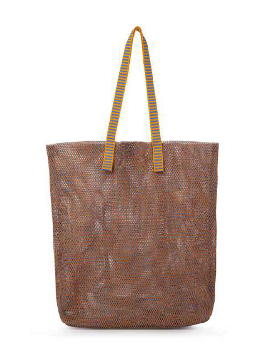 Épice Paris Kanpur large tote bag in gold geometric woven pattern, 36x29x10 cm, with long woven handles and removable inner zip pouch