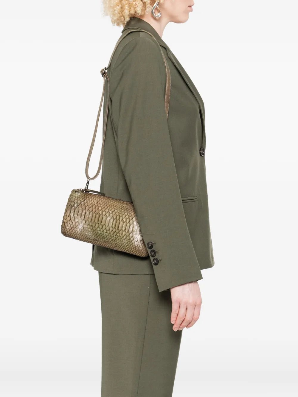 Italian artisan python handbag with adjustable strap and clutch option
