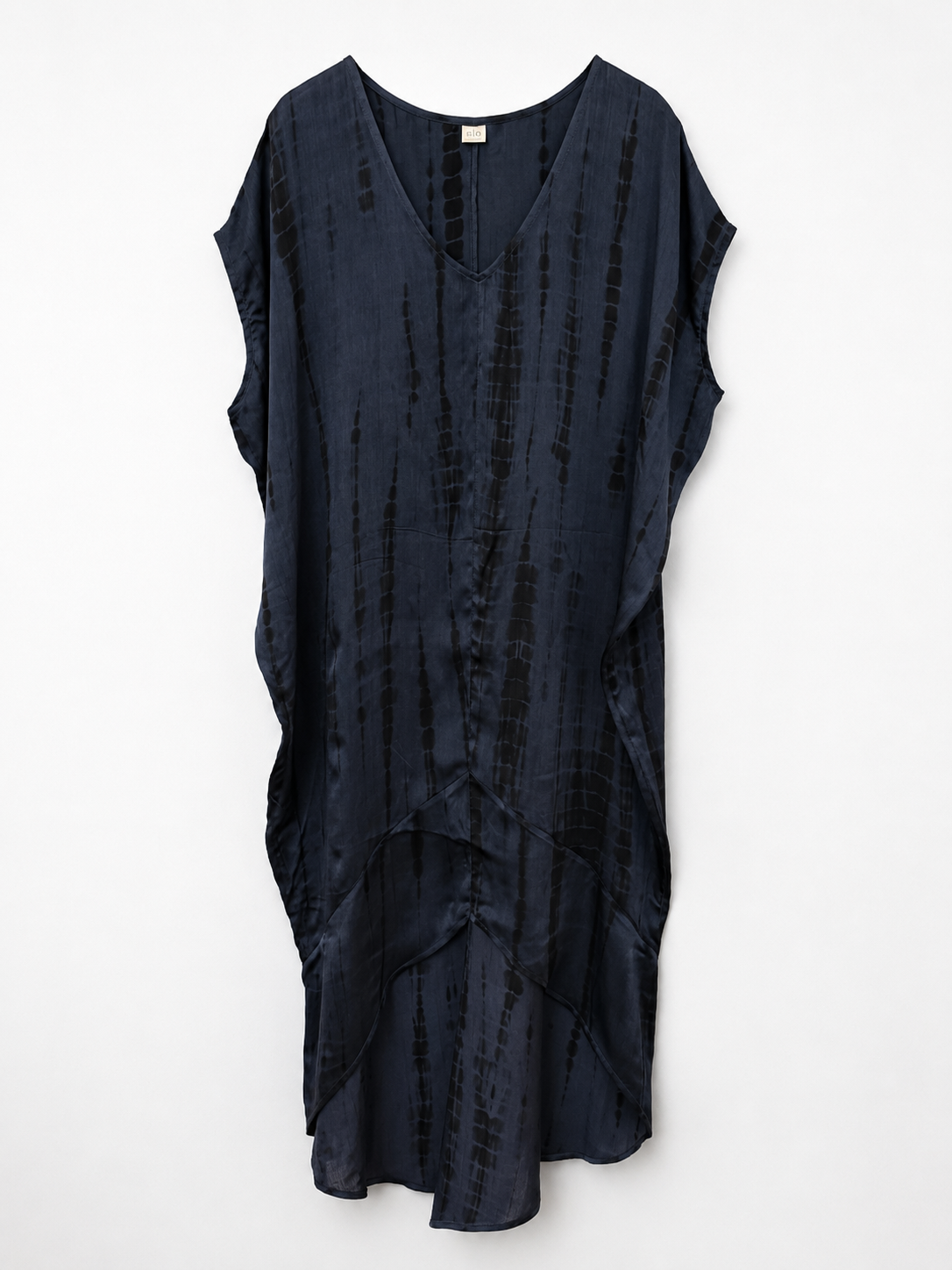 Handmade tie-dye kaftan dress navy blue — slō hand made — front view