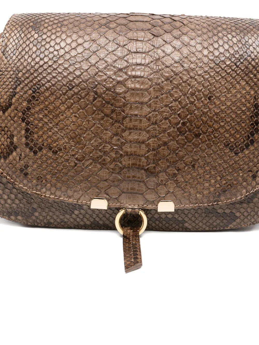 La Bottega di Lisa python leather shoulder bag in brown with gold-tone details and adjustable strap – handmade in Italy.