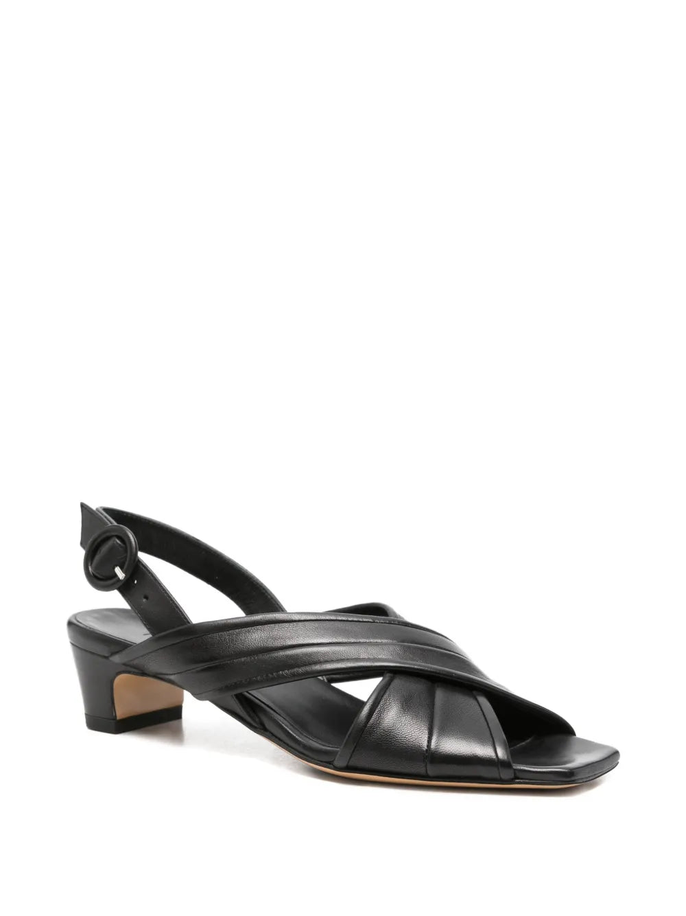 MARA BINI black leather slingback low heel sandal