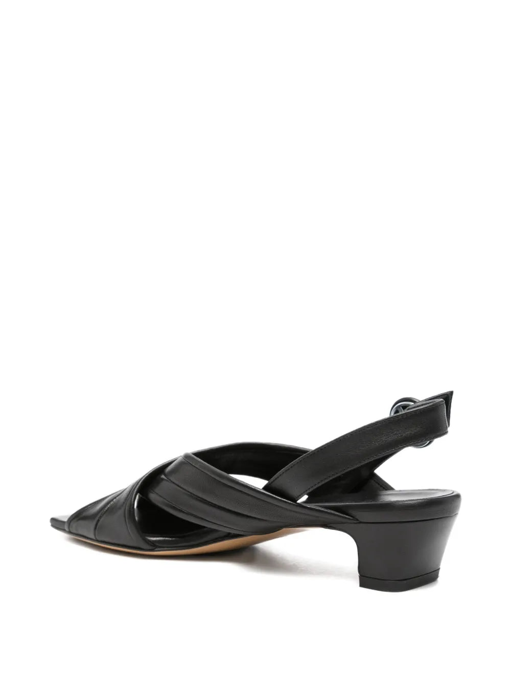 MARA BINI black leather slingback low heel sandal