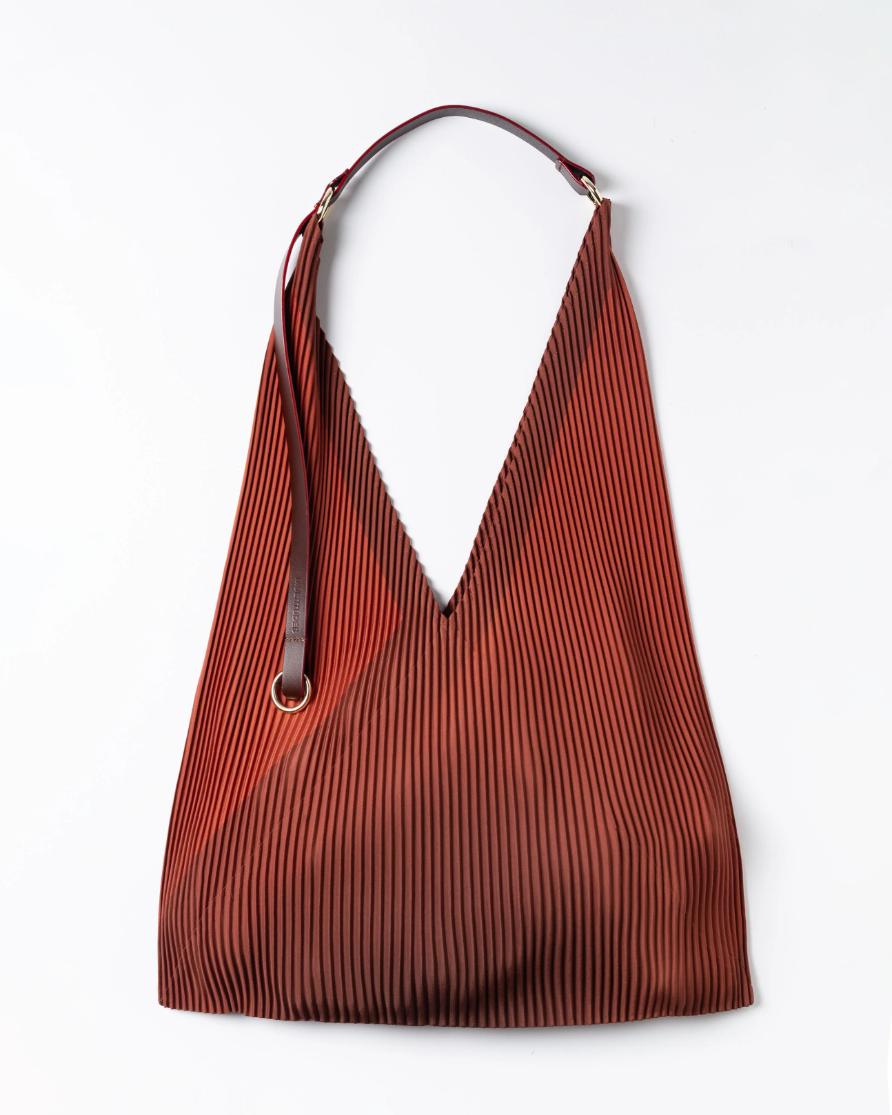 Multitudes Angelina terracotta pleated shoulder bag minimal design