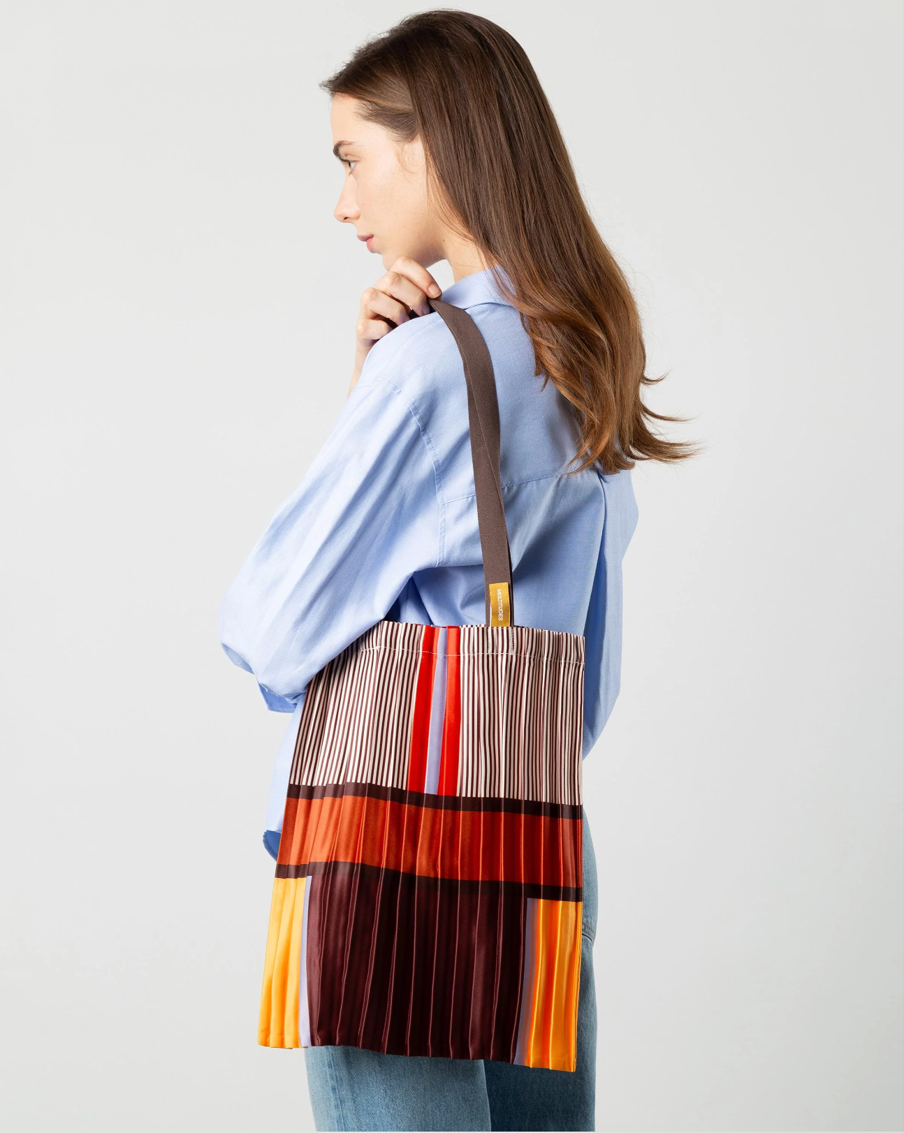 Multitudes Bagheria multicolor tote bag made in Italy with pleated satin texture