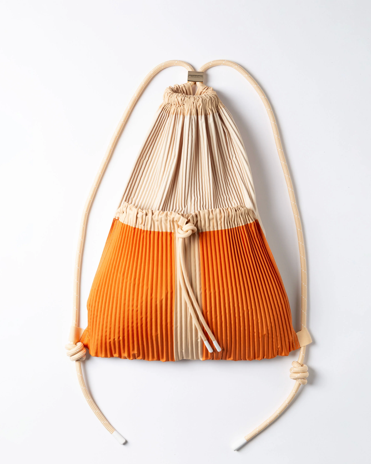 Multitudes Nanda pleated backpack in beige and orange