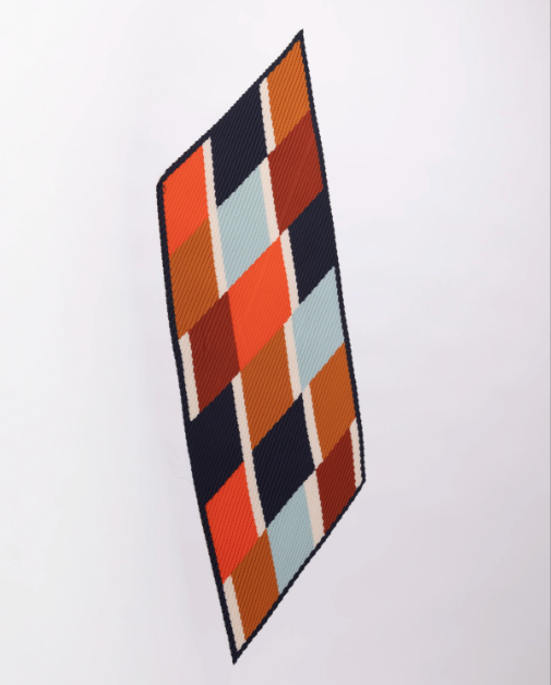 Multitudes pleated scarf Atena baby blue moka geometric block print 