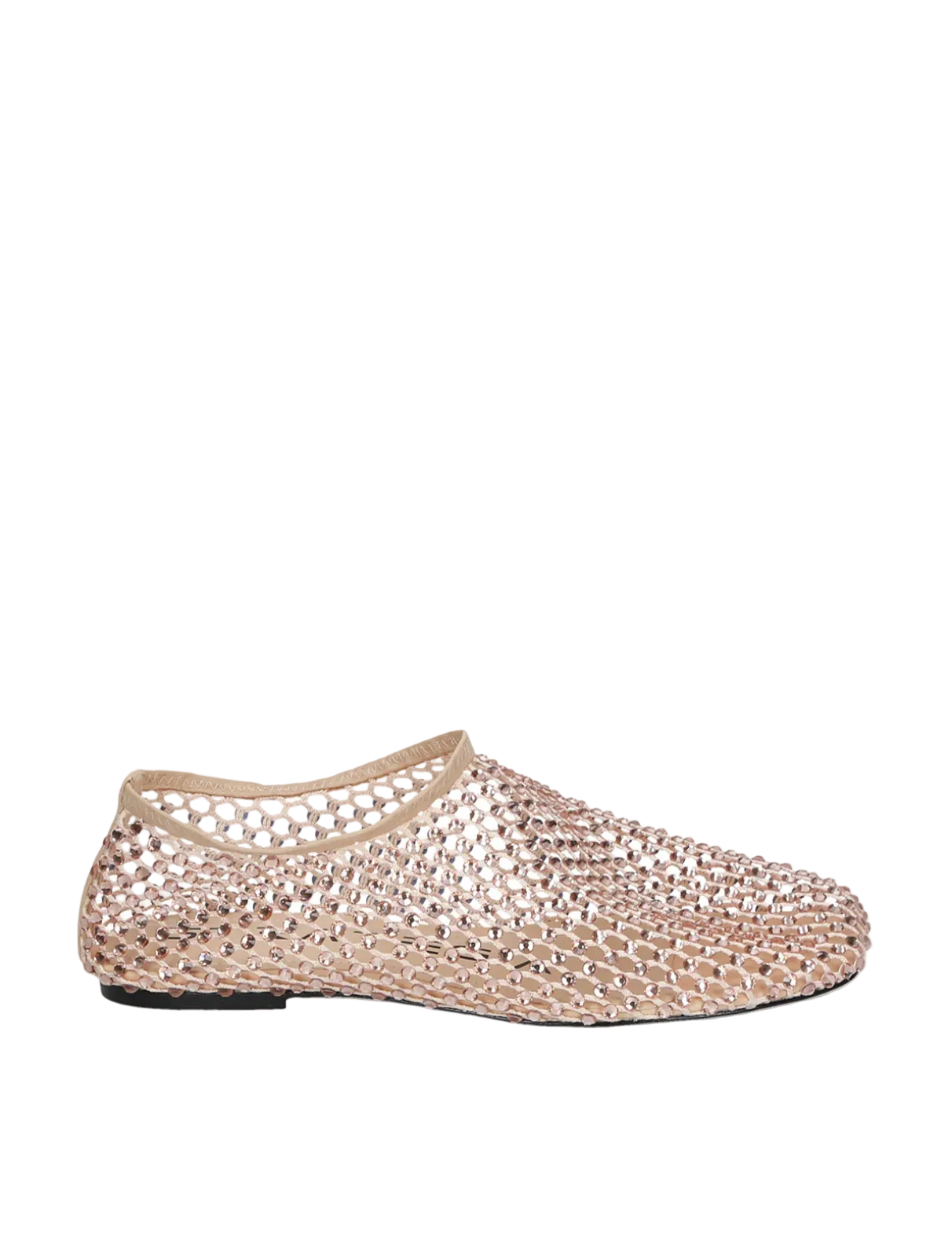 Nude ballerina flats with rhinestones, elegant women’s flat shoes with jewel finish. Strategia Shoes