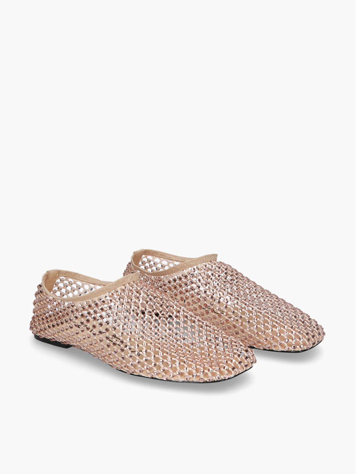 Nude ballerina flats with rhinestones, elegant women’s flat shoes with jewel finish. Strategia Shoes
